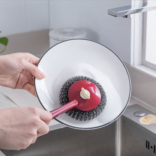 刷鍋神器刷鍋刷子鋼絲球不銹鋼長(zhǎng)柄清潔刷洗碗刷